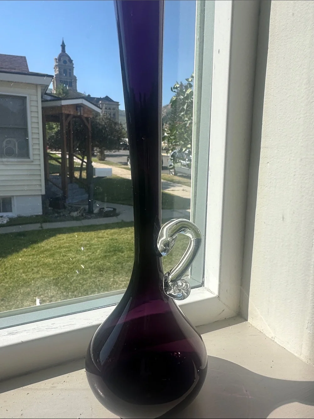Vintage MCM Amethyst Art Vase - 12”